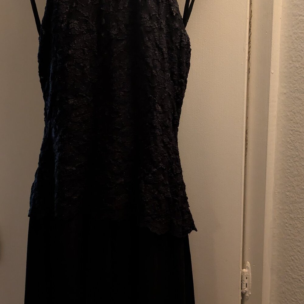 BLACK LACE GEORGETTE LACE BODICE JUMP SUIT